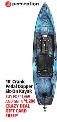 Ocean State Job Lot Perception Crank 10.0 Recreational Pedal Kayak Sunset offer