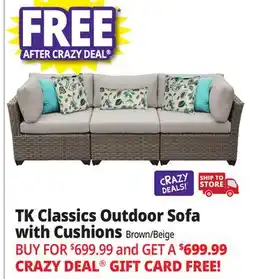 Ocean State Job Lot TK Classics Outdoor Sofa with Cushions Brown/Beige offer