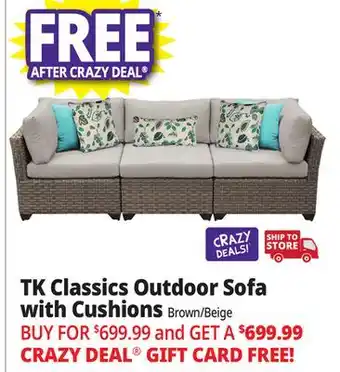 Ocean State Job Lot TK Classics Outdoor Sofa with Cushions Brown/Beige offer