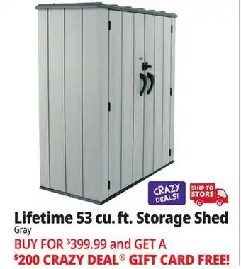 Ocean State Job Lot Lifetime 53 cu. ft. Storage Shed Gray offer