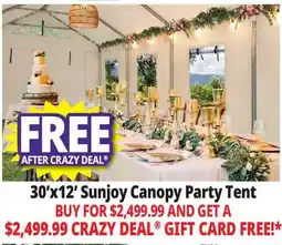 Ocean State Job Lot Sunjoy 30' x 12' Outdoor Canopy Party Tent White offer