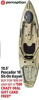 Ocean State Job Lot 10.5' Pescador 10 Sit-On Kayak offer