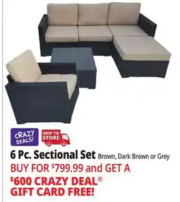 Ocean State Job Lot 6-Piece Resin Wicker Sectional Dark Brown/Tan offer