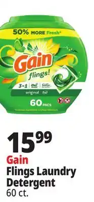 Ocean State Job Lot Gain Flings Oxi Boost and Febreze Original Scent Laundry Detergent Pacs 60 Count offer