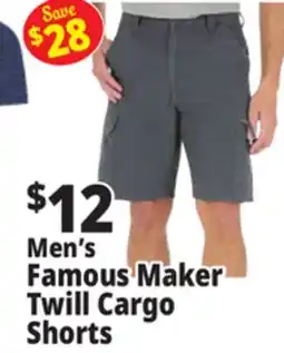 Ocean State Job Lot Men's Famous Maker Twill Cargo Shorts offer