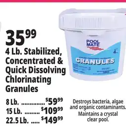 Ocean State Job Lot 4 Lb. Stabilized, Concentrated & Quick Dissolving Chlorinating Granules offer