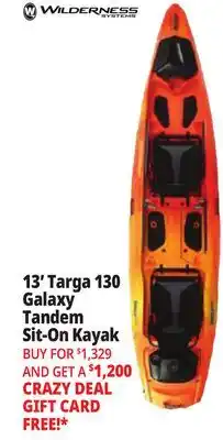 Ocean State Job Lot Wilderness Systems Targa 130T Recreational Tandem Kayak Mango offer