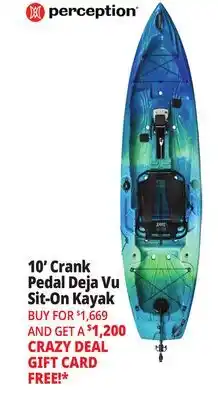 Ocean State Job Lot Perception Crank 10.0 Recreational Pedal Kayak Deja Vu offer
