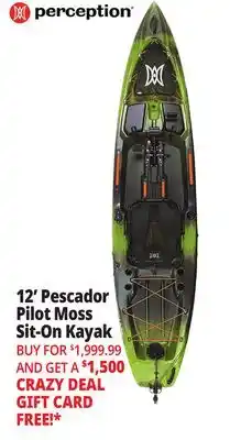 Ocean State Job Lot 12' Pescador Pilot Moss Sit-On Kayak offer