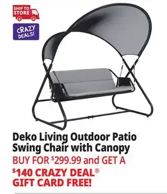 Ocean State Job Lot Deko Living Patio Swing Chair with Canopy Black/Gray offer