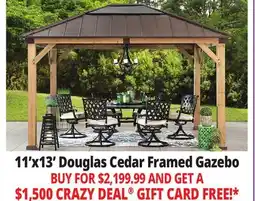 Ocean State Job Lot Douglas 11' x 13' Cedar Framed Gazebo with Steel & Polycarbonate Hip Roof Hardtop offer