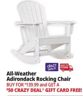 Ocean State Job Lot All-Weather Adirondack Rocking Chair White offer