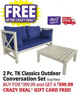 Ocean State Job Lot TK Classics 2 Piece Outdoor Conversation Set Gray/Navy offer