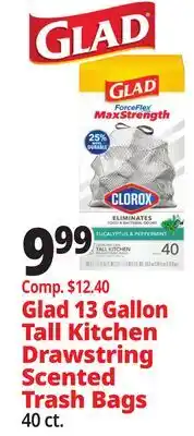 Ocean State Job Lot Glad 13 Gallon Tall Kitchen Drawstring Scented Trash Bags offer