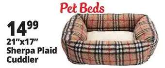 Ocean State Job Lot 21x17 Sherpa Plaid Cuddler Pet Beds offer