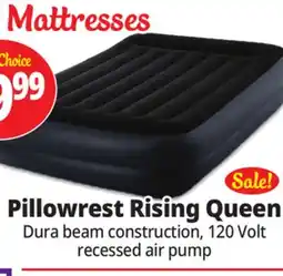 Ocean State Job Lot Intex Queen Dura-Beam Pillow Rest Raised Air Mattress with Internal Pump offer