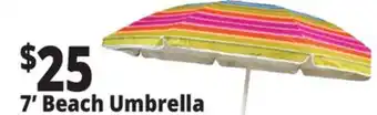 Ocean State Job Lot 7' Fiberglass Tilting Beach Umbrella offer
