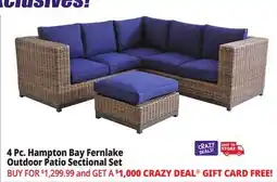 Ocean State Job Lot 4 Pc. Hampton Bay Fernlake Outdoor Patio Sectional Set offer