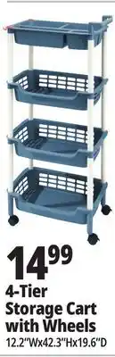 Ocean State Job Lot HomeLiving 4-Tier Multipurpose Storage Cart with Wheels offer