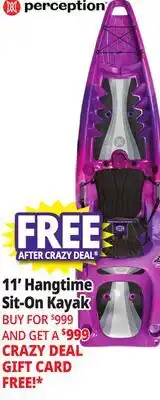Ocean State Job Lot Perception 11 Hangtime Sit-On Kayak offer