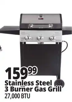Ocean State Job Lot Stainless Steel 3 Burner Gas Grill offer
