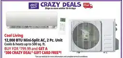 Ocean State Job Lot Cool Living 12 000 BTU Mini-Split Air Conditioner 2-Piece Unit Kit offer
