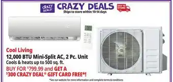 Ocean State Job Lot Cool Living 12 000 BTU Mini-Split Air Conditioner 2-Piece Unit Kit offer