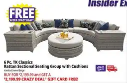 Ocean State Job Lot TK Classics 6-Piece Rattan Sectional Seating Group with Cushions Vanilla Creme/Beige offer