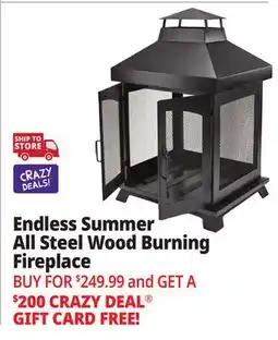 Ocean State Job Lot Endless Summer Steel Wood-Burning Fireplace Black offer