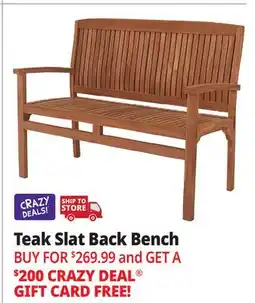 Ocean State Job Lot Teak Slat Back Bench offer