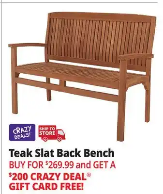 Ocean State Job Lot Teak Slat Back Bench offer