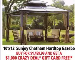 Ocean State Job Lot Sunjoy Chatham 10' x 12' Hardtop Gazebo with Netting offer