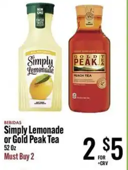 Jons International Simply lemonade or gold peak tea offer