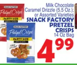 Bravo Supermarkets SNACK FACTORY PRETZEL CRISPS 14 Oz Bag offer