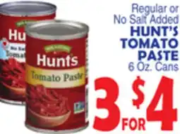 Bravo Supermarkets HUNT'S TOMATO PASTE offer