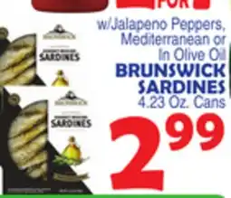 Bravo Supermarkets BRUNSWICK SARDINES 4.23 Oz. Cans offer