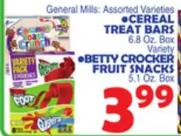 Bravo Supermarkets CEREAL TREAT •BETTY CROCKER FRUIT SNACKS offer