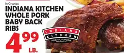 Bravo Supermarkets INDIANA KITCHEN WHOLE PORK BABY BACK RIBS offer