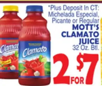 Bravo Supermarkets MOTT'S CLAMATO JUICE offer