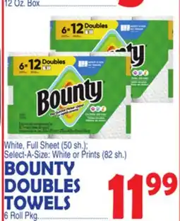 Bravo Supermarkets BOUNTY DOUBLES TOWELS 6 Roll Pkg offer