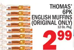 C Town THOMAS' 6PK ENGLISH MUFFINS offer