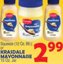 Bravo Supermarkets KRASDALE MAYONNAISE, 15 Oz. Jar offer
