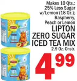 C Town LIPTON ZERO SUGAR ICED TEA MIX 2.9 Oz. Cnstr offer