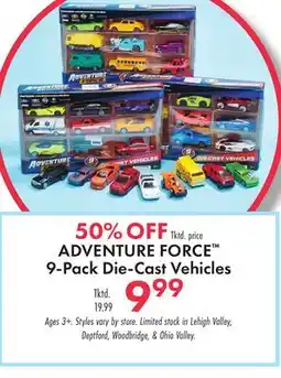 Boscov's ADVENTURE FORCE 9-Pack Die-Cast Vehicles offer