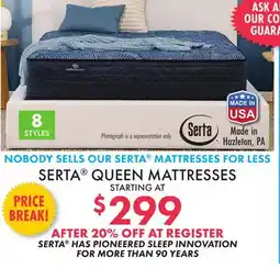Boscov's SERTA QUEEN MATTRESSES offer