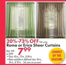 Boscov's Roma or Erica Sheer Curtains offer