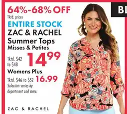 Boscov's ZAC & RACHEL Summer Tops offer