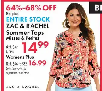 Boscov's ZAC & RACHEL Summer Tops offer
