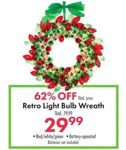 Boscov's Retro Light Bulb Wreath offer