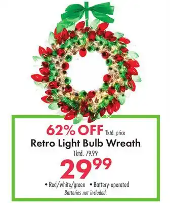 Boscov's Retro Light Bulb Wreath offer